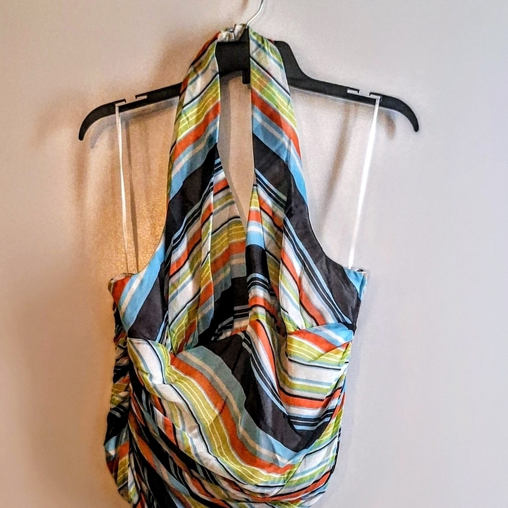 NWT JS Collections Colorful Silk Striped Halter Blouse - Picture 7 of 9